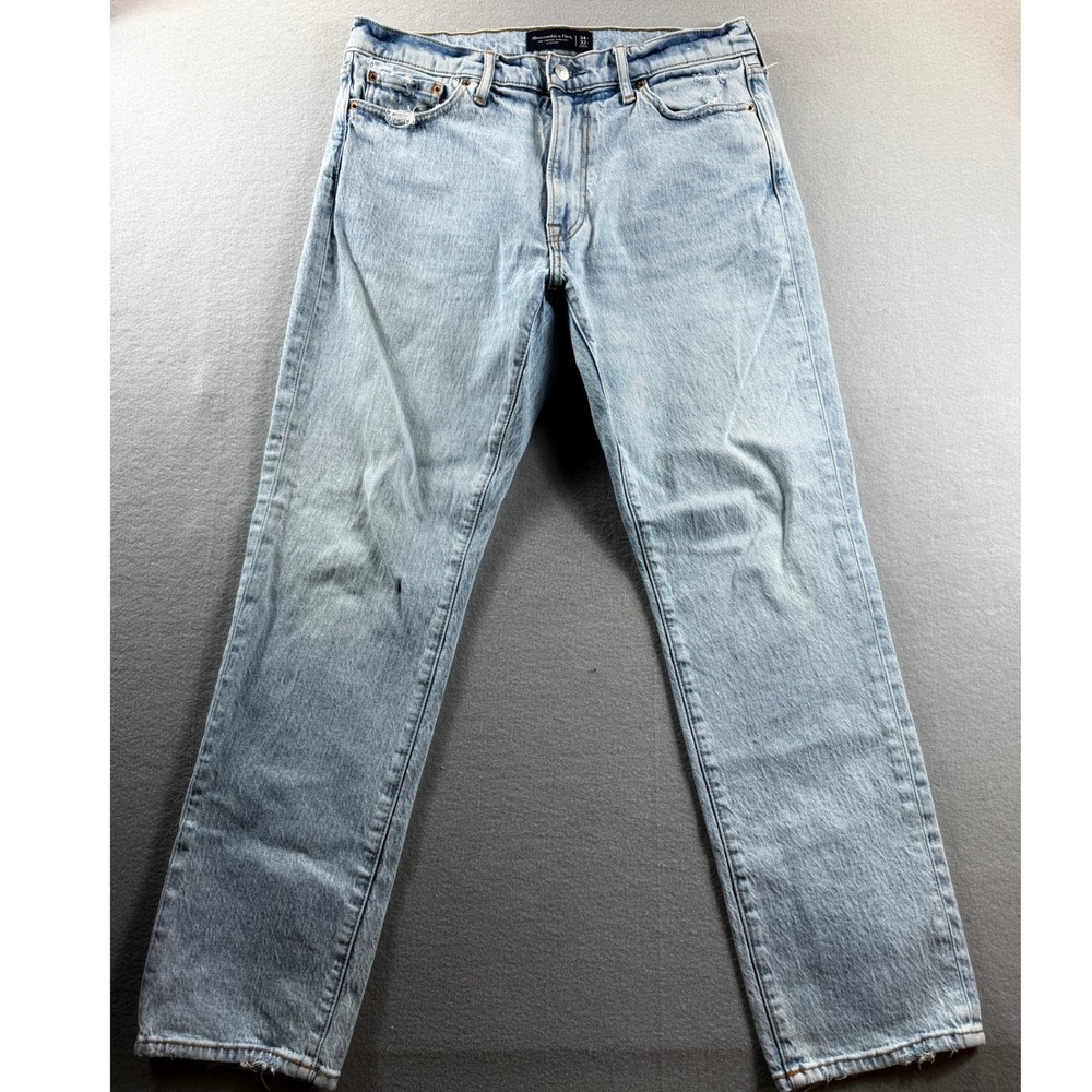 Abercrombie & Fitch Straight Jeans Mens 34 Light Blue Vintage Stretch 34x30